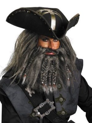 Peruca e Barba do Pirata Barba Negra Piratas do Caribe