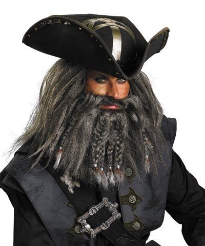 Peruca e Barba do Pirata Barba Negra Piratas do Caribe