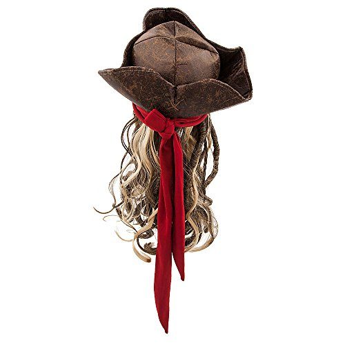 Peruca Jack Sparrow Pirate Chapéu e peruca Luxo Infantil