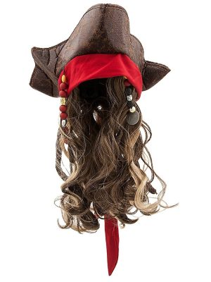 Peruca Jack Sparrow Pirate Chapéu e peruca Luxo Infantil