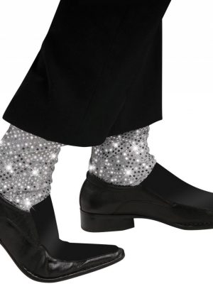 Meia Brilhante Prateada do Michael Jackson Adulto Meia Brilhante Prateada do Michael Jackson Adulto