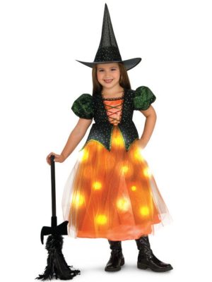 Fantasia Bruxa Bruxinha Cintilante com Luzes