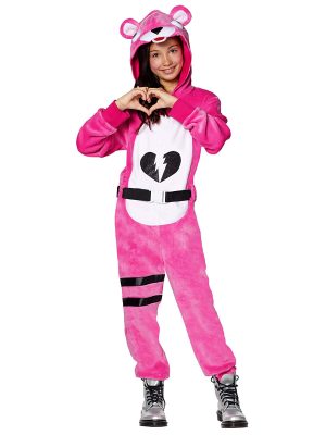 Fantasia Fortnite Urso Rosa Infantil Luxo Fantasia Fortnite Urso Rosa Infantil Luxo