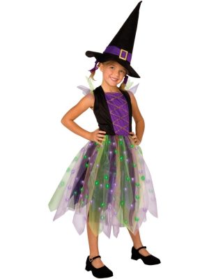 Fantasia Infantil Bruxa Arco-Iris Com Luzes