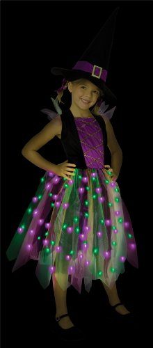 Fantasia Infantil Bruxa Arco-Iris Com Luzes
