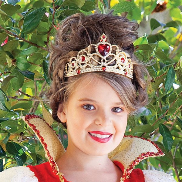 Tiara Coroa Dourada e Vermelha Rainha de Copas Infantil Luxo Tiara Coroa Dourada e Vermelha Rainha de Copas Infantil Luxo