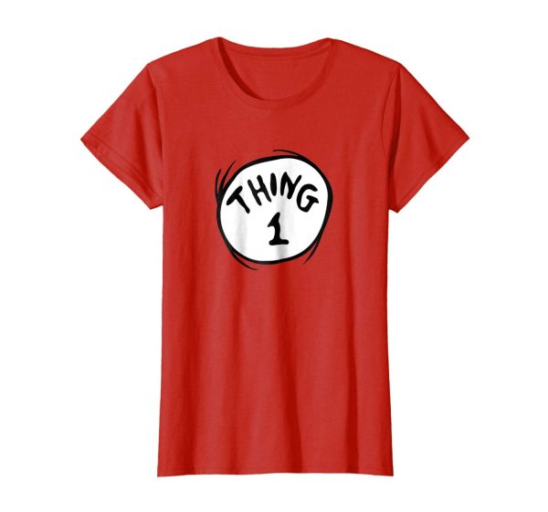 Camiseta Dr. Seuss Thing 1 Infantil Luxo Camiseta Dr. Seuss Thing 1 Adulto Luxo