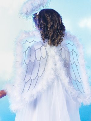 Fantasia Asa Infantil Anjo Celeste Branco Luxo