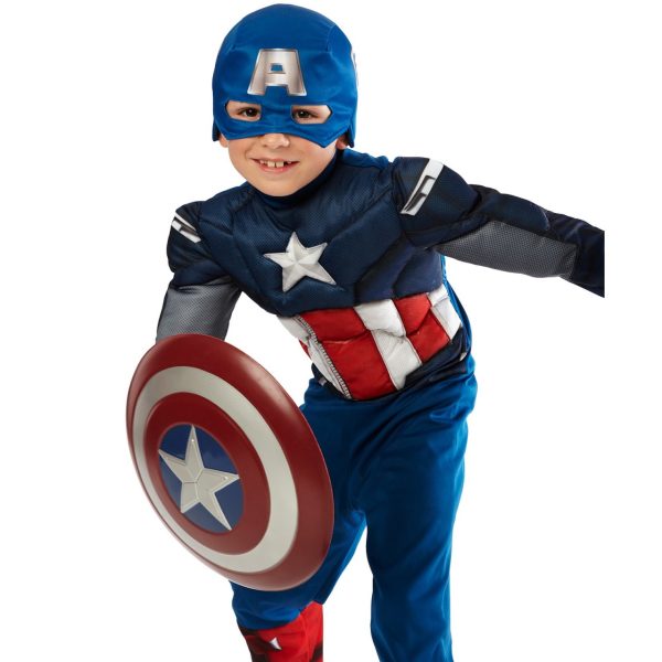 Fantasia Capitão América Infantil Músculos Escudo Luxo Fantasia Capitão América Infantil Músculos Escudo Luxo