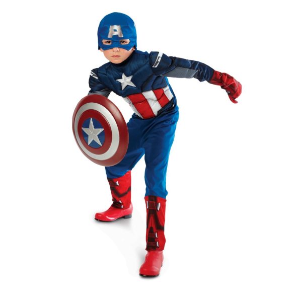 Fantasia Capitão América Infantil Músculos Escudo Luxo Fantasia Capitão América Infantil Músculos Escudo Luxo