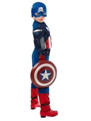 Fantasia Capitão América Infantil Músculos Escudo Luxo Fantasia Capitão América Infantil Músculos Escudo Luxo