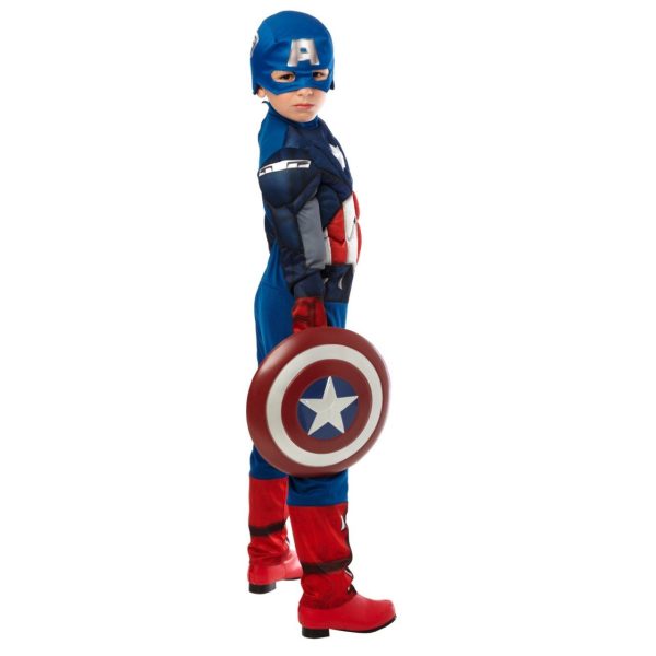 Fantasia Capitão América Infantil Músculos Escudo Luxo Fantasia Capitão América Infantil Músculos Escudo Luxo