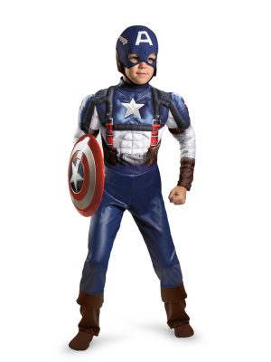 Fantasia Capitão América Infantil Músculos Luxo Fantasia Capitão América Infantil Músculos Luxo