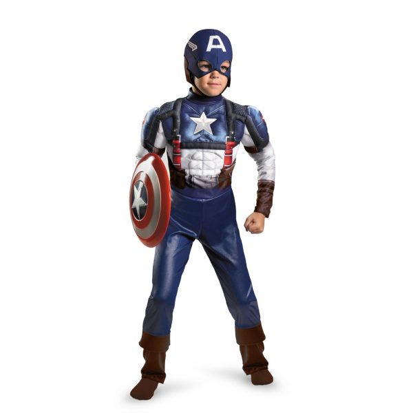 Fantasia Capitão América Infantil Músculos Luxo Fantasia Capitão América Infantil Músculos Luxo