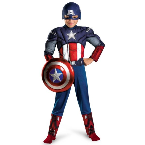 Fantasia Capitão América Músculos e Luz Infantil Luxo Fantasia Capitão América Músculos e Luz Infantil Luxo