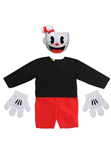 Fantasia Cuphead Mugman Infantil Vermelho Fantasia Cuphead Mugman Infantil Vermelho
