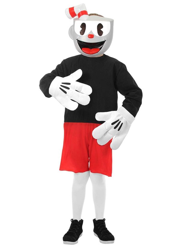 Fantasia Cuphead Mugman Infantil Vermelho Fantasia Cuphead Mugman Infantil Vermelho