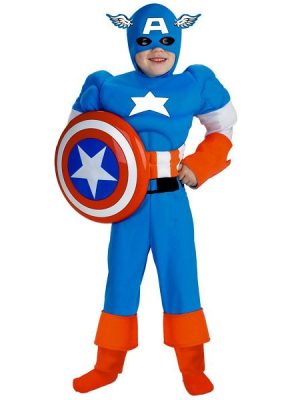 Fantasia Infantil Capitão América com Músculos Fantasia Infantil Capitão América com Músculos