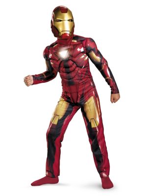 Fantasia Infantil com Músculos e Luz no Peito Homem de Ferro Iron Man