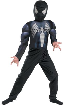 Fantasia Infantil Homem Aranha Preto com Músculos Luxo Fantasia Infantil Homem Aranha Preto com Músculos Luxo
