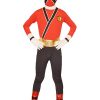 Fantasia Power Rangers Vermelho Luxo Infantil Adolescente