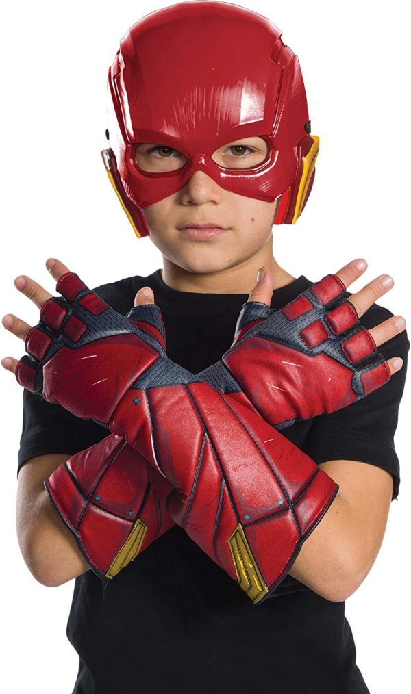 Luvas The Flash Cosplay Luxo Vermelho Infantil Máscara The Flash Cosplay Luxo Vermelho Infantil