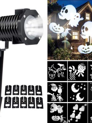 Projetor de Luz Laser Led Festas com 10 Motivos Branco Projetor de Luz Laser Led Festas com 10 Motivos Branco
