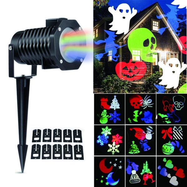 Projetor de Luz Laser Led Festas com 10 Motivos Coloridos Projetor de Luz Laser Led Festas com 10 Motivos Coloridos
