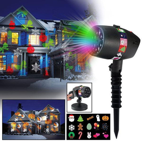 Projetor de Luz Laser Natalina Vermelho e Verde com Movimento 12 Temas Projetor de Luz Laser Natalina Vermelho e Verde com Movimento 12 Temas
