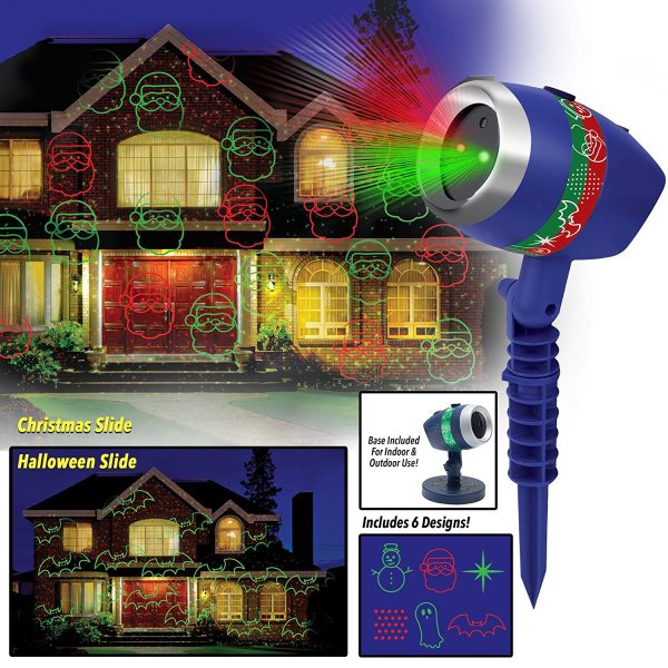 Projetor de Luz Laser Natalina Vermelho e Verde com Movimento 6 Temas Projetor de Luz Laser Natalina Vermelho e Verde com Movimento 6 Temas
