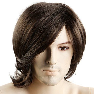 Peruca Adulto Masculina com Fibra Sintética Natural Castanho