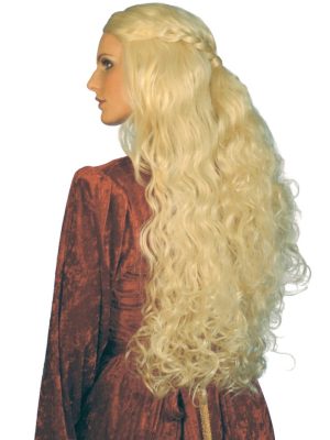 Peruca Adulto Medieval Loira Longo Cacheado