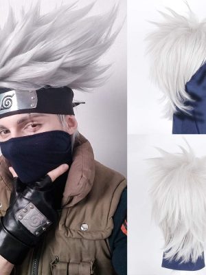Peruca Naruto Luxo Cosplay Kakashi Hatake Kit Peruca Naruto Luxo Cosplay Kakashi Hatake Kit