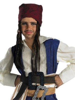 Piratas do Caribe Jack Sparrow Bardana e Tranças