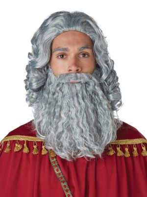 Barba e Peruca de Moisés Adulto Cinza Barba e Peruca de Moisés Adulto Cinza