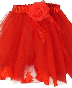 Fantasia Infantil Tutu de Tule Floral Vermelho Fantasia Infantil Tutu de Tule Floral Vermelho